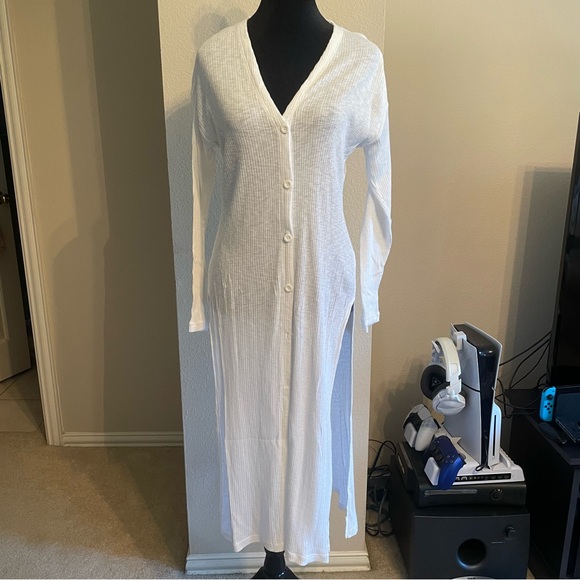 Z Supply Classic White Long Button Up Cardigan - Picture 1 of 4
